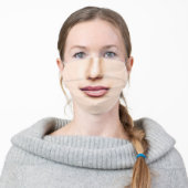 Woman Lips Nose Ring Adult Cloth Face Mask (Worn)