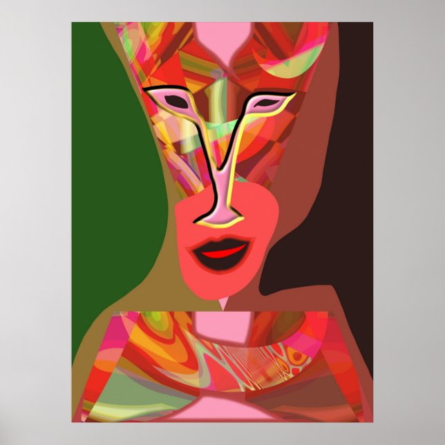 Woman listening to hot music poster (Front)