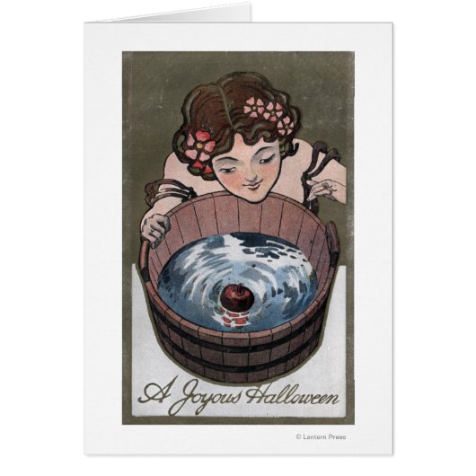 Woman Looking in Wood Barrel (Front)