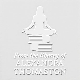 Woman Lotus Yoga Pose SQ Library Book Name Embosser