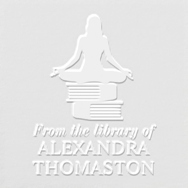 Woman Lotus Yoga Pose SQ Library Book Name Embosser (Design)