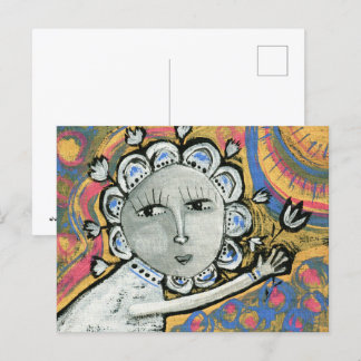 Woman Loves Flowers Postcard