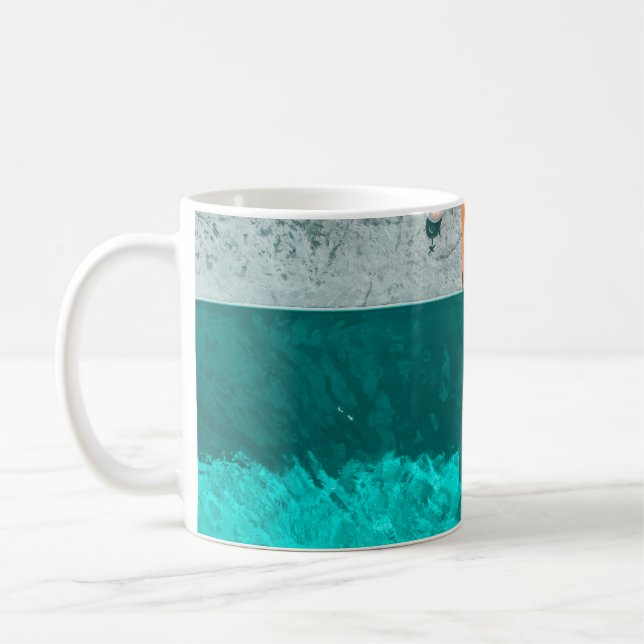 Woman lying beside swimming pool in the morning coffee mug (Left)