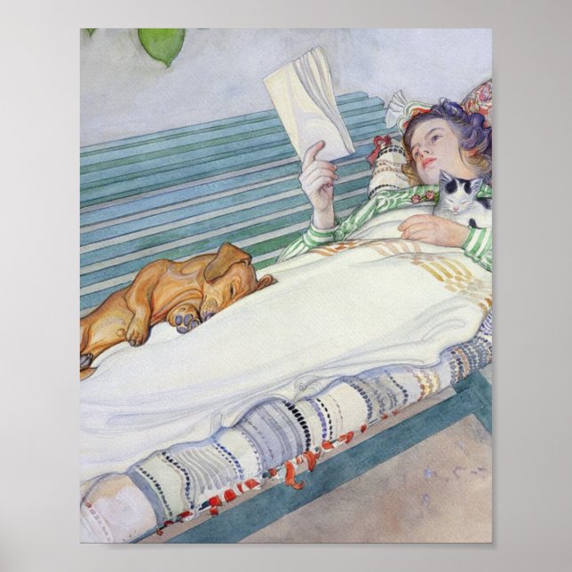 Woman Lying On A Bench 1913 By Carl Larsson Poster (Front)