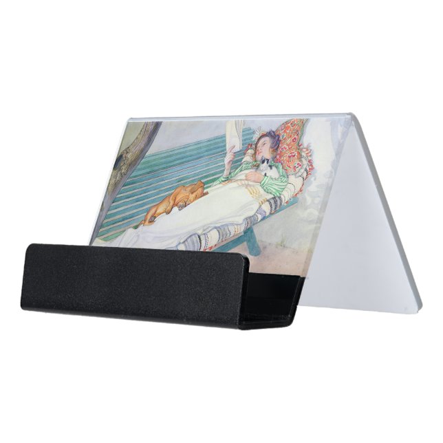 Woman Lying on a Bench, 1913 Desk Business Card Holder (Angled Front)