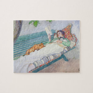 Woman Lying on a Bench, 1913 (w/c on paper) Jigsaw Puzzle