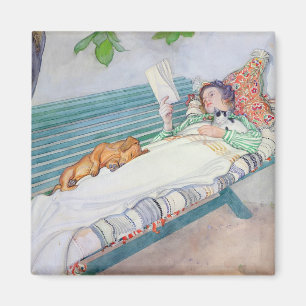 Woman Lying on a Bench, 1913 (w/c on paper) Magnet