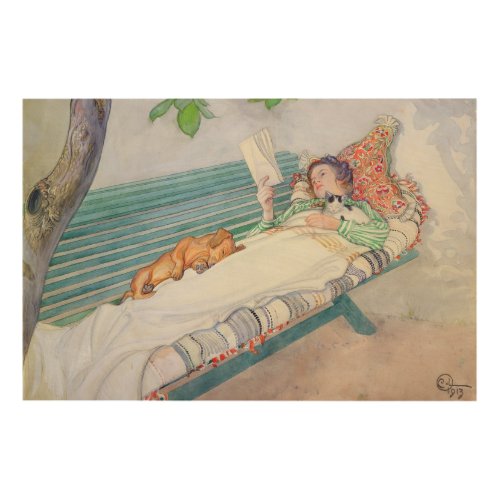 Woman Lying on a Bench 1913 wc on paper Wood Wall Decor
