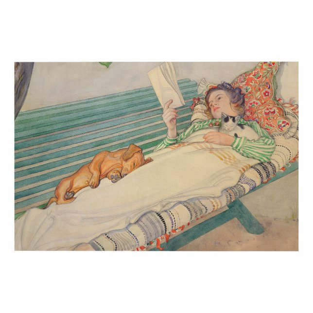 Woman Lying on a Bench, 1913 Wood Wall Art (Front)