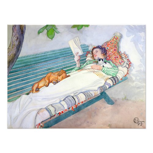 Woman Lying on a Bench by Carl Larsson Photo Print
