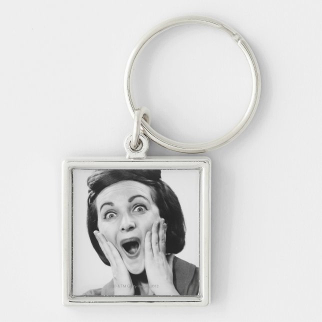 Woman Making Face Keychain (Front)