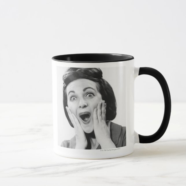 Woman Making Face Mug (Right)
