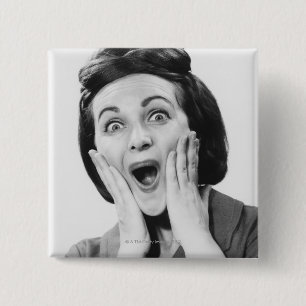 Woman Making Face Pinback Button