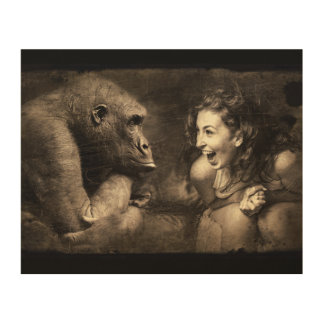 Woman Making Gorilla Laugh Wood Wall Decor