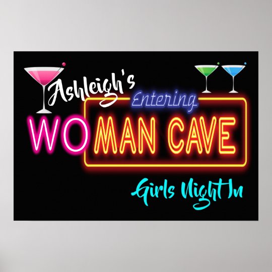 Woman Man Cave Sign Poster 