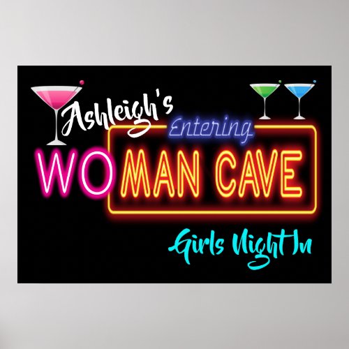 Woman Man Cave Sign Poster