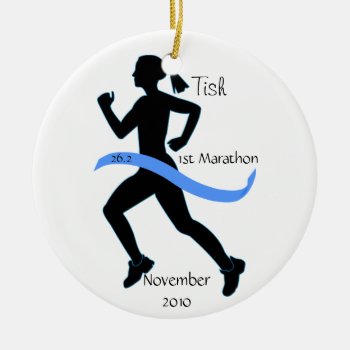 Woman Marathon Runner Ornament by NightOwlsMenagerie at Zazzle
