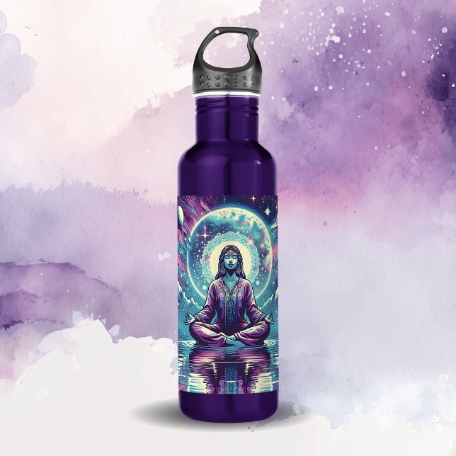 Woman Meditating Spiritual Serene Art Stainless Steel Water Bottle (Creator Uploaded)