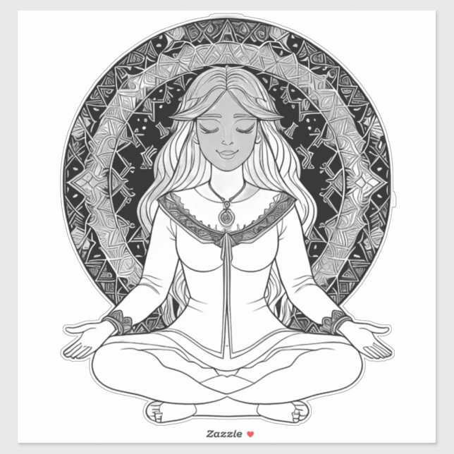 Woman meditating sticker (Sheet)