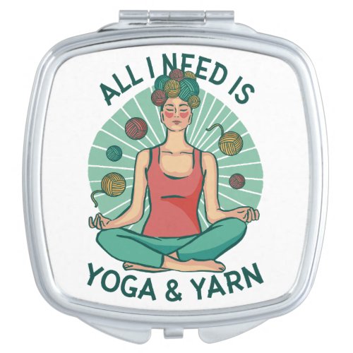 Woman meditating with Yarn and Yoga Compact Mirror