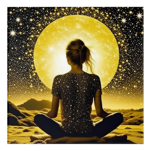 Woman Meditation Under the Moon Celestial Acrylic Print
