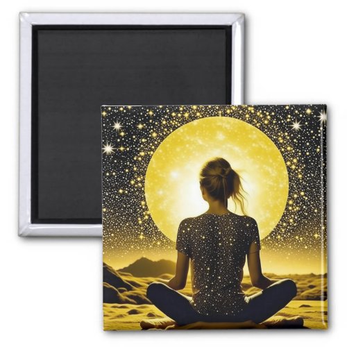 Woman Meditation Under the Moon Celestial Magnet