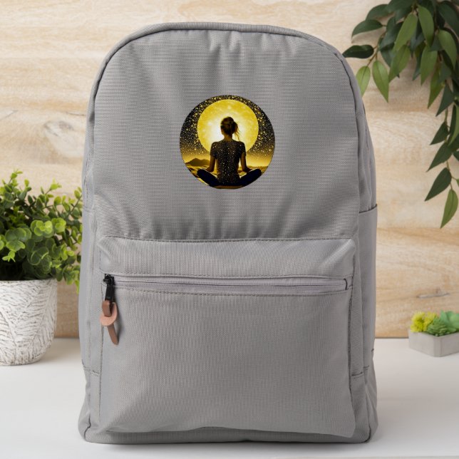 Woman Meditation Under the Moon Celestial Patch (On Backpack)