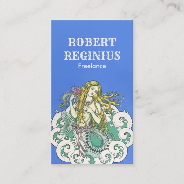 Woman Mermaid Vintage Art g8678 Business Card (Front)