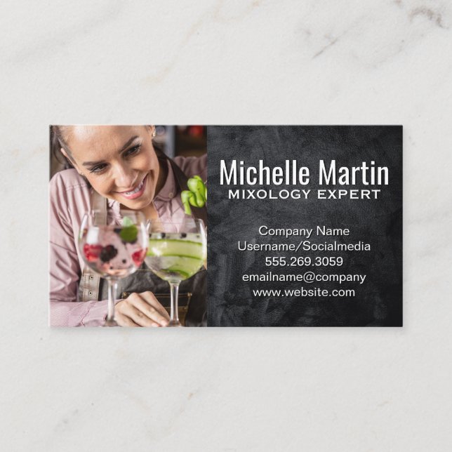 Woman Mixing Cocktails Business Card (Front)