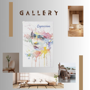 Woman Modern Watercolor Face Expression Faux Canvas Print