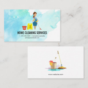 Woman Mopping Cleaning Services Business Card