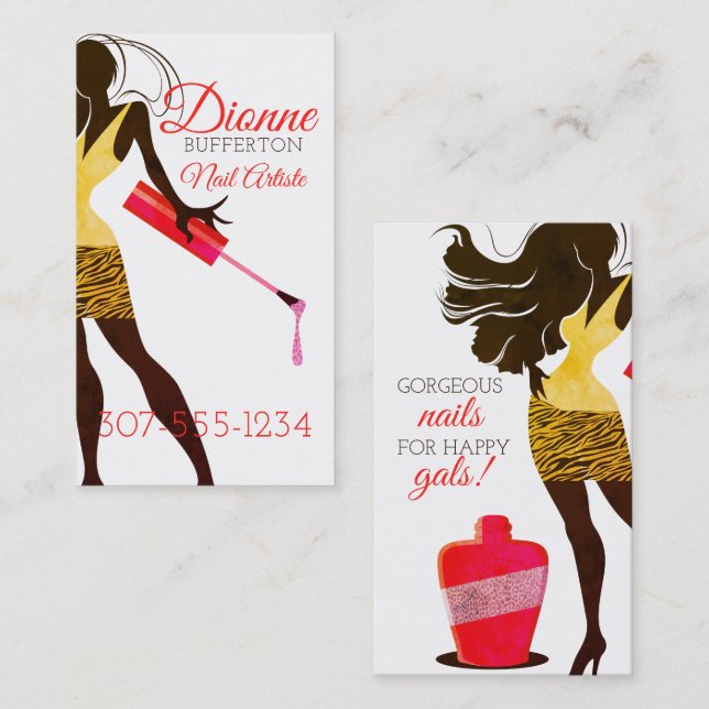 Woman nail polish artist manicure business card (Front/Back)