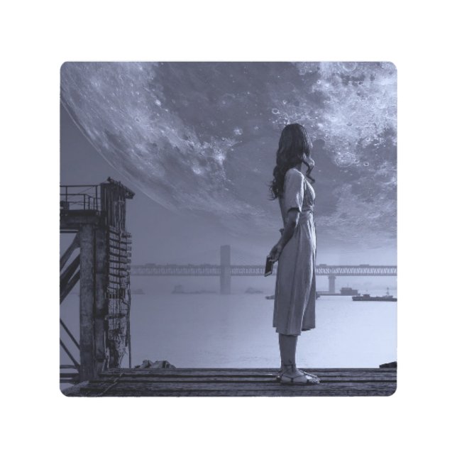 WOMAN NIGHT MOON CITY URBAN FANTASY METAL ART (Front)