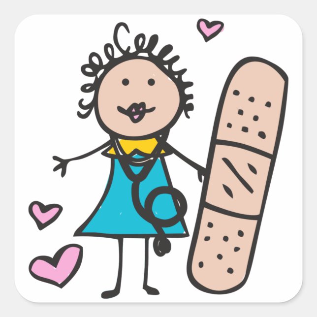 Woman Nurse Square Sticker (Front)