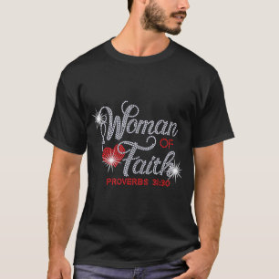 Woman of Faith Bling Rhinestone Funny Christian Bi T-Shirt