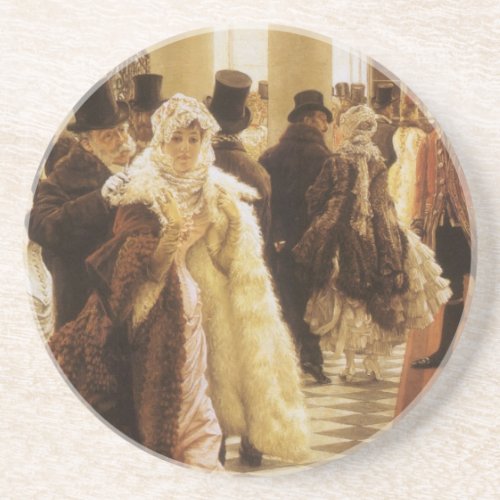 Woman of Fashion by Tissot Vintage Victorian Art Drink Coaster