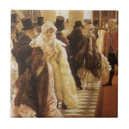 Woman of Fashion by Tissot Vintage Victorian Art Tile