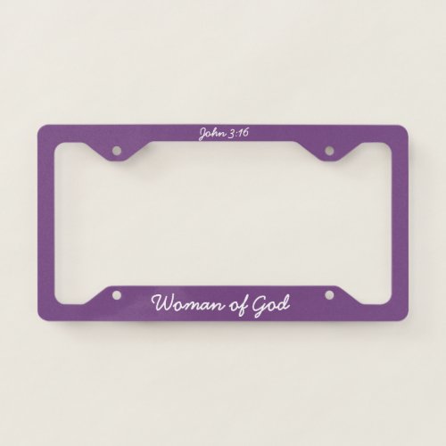 Woman of God License Plate Holder Royal Purple License Plate Frame