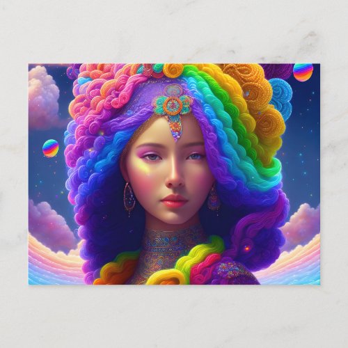 Woman of Many Colors Fantasy AI Generated Art Postcard