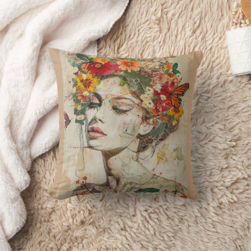 Woman of Spring Artistic Throw Pillow