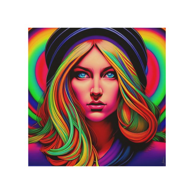 Woman of the 60's  wood wall art (Front)