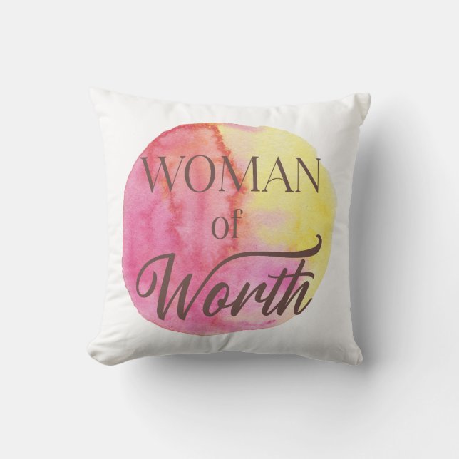 Woman of Worth Throw Pillow (Front)