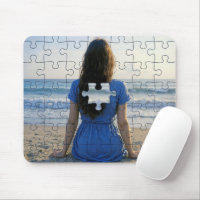 Woman On a Beach With a Puzzle Piece Missing