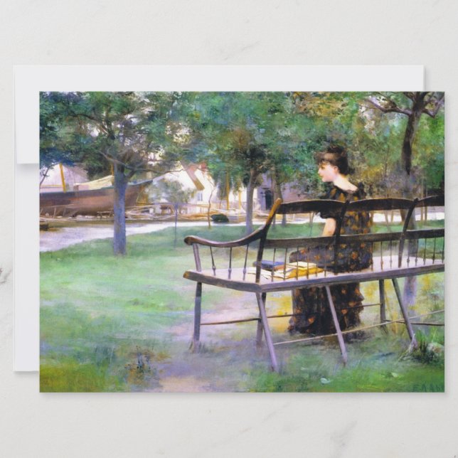 Woman on a Bench (by Edwin Austin Abbey) Card (Front)