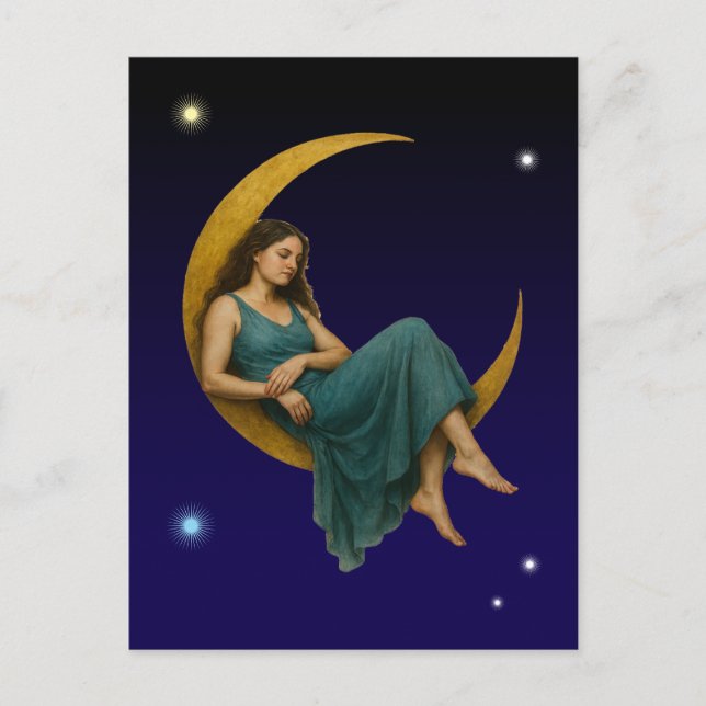 Woman On A Crescent Moon Postcard (Front)