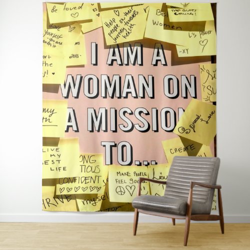 Woman on A Mission Motivational Tapestry