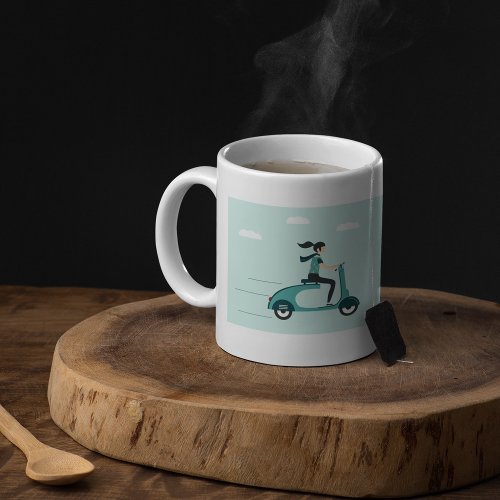 Woman On A Scooter Coffee Mug