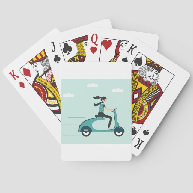 Woman On A Scooter Poker Cards (Back)