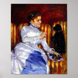 Woman on a Striped Sofa with a D by Mary Cassatt Poster