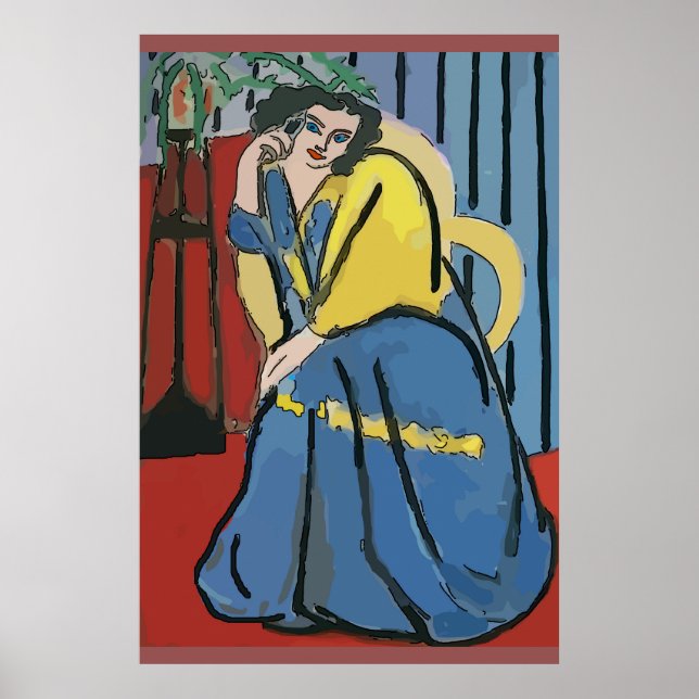 Woman on Cell Phone Abstract 5 Poster (Front)